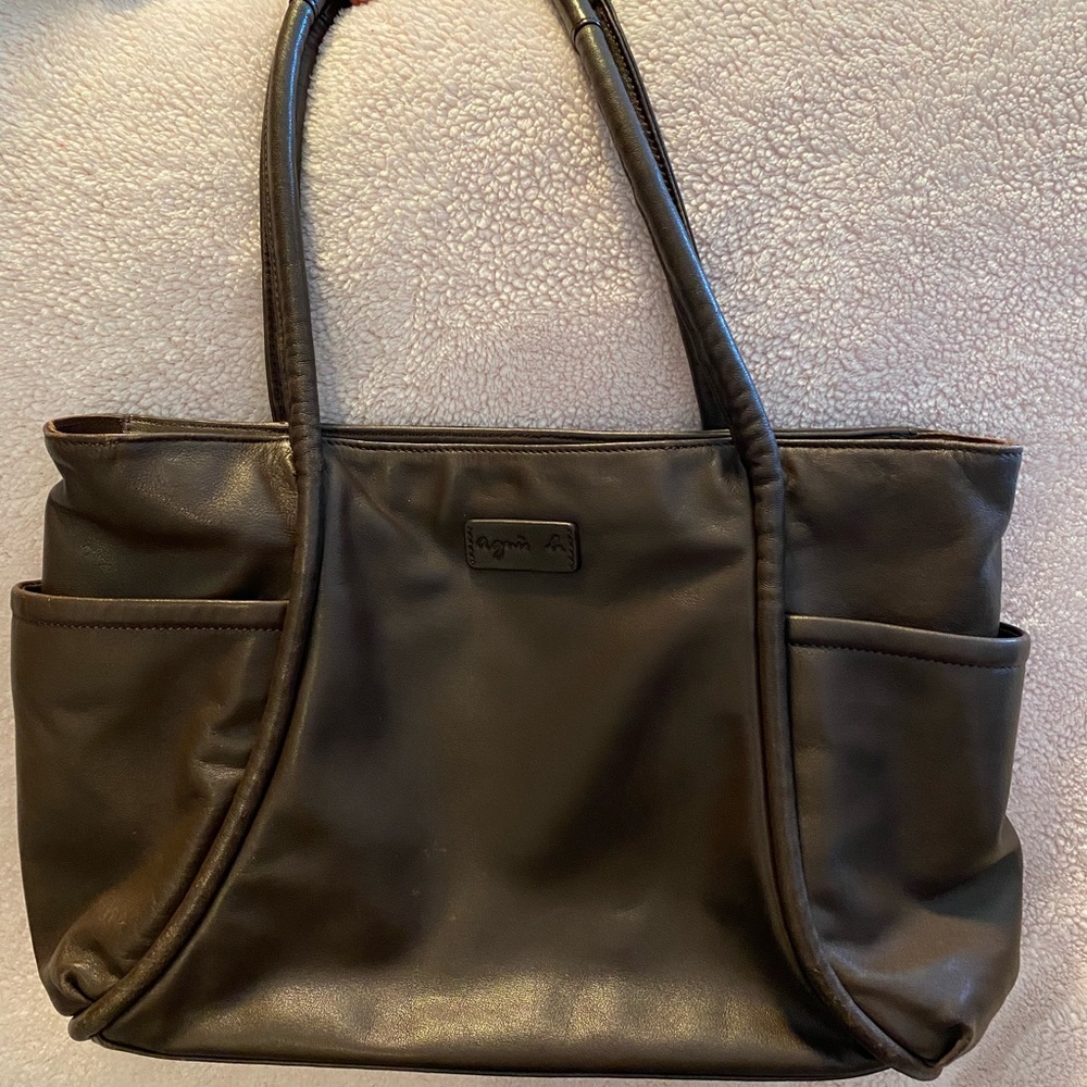 Agnes B brown leather shoulder bag
